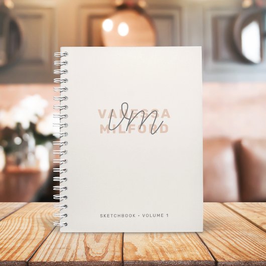 Monogram Sketchbook | Ivory Cream Modern Elegant Notitieboek
