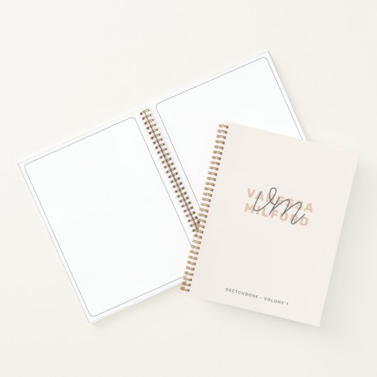 Monogram Sketchbook | Ivory Cream Modern Elegant Notitieboek (Binnen)