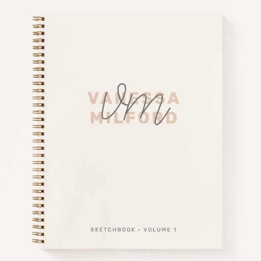 Monogram Sketchbook | Ivory Cream Modern Elegant Notitieboek (Voorkant)