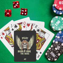Monogram Skull Pilot Born to Ride Skies, Luchtvaar Pokerkaarten