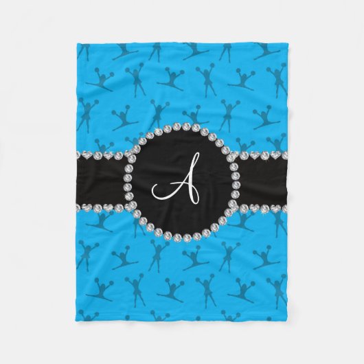 Monogram sky blue cheerleading zwarte cirkel fleece deken (Voorkant)