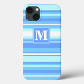 Monogram sky blue strepen Hoesje-Mate iPhone case (Achterkant)