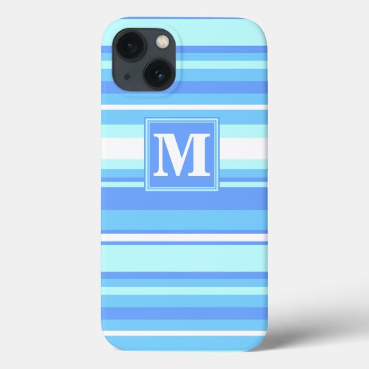 Monogram sky blue strepen Hoesje-Mate iPhone case (Achterkant)
