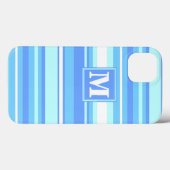 Monogram sky blue strepen Hoesje-Mate iPhone case (Achterkant (horizontaal))