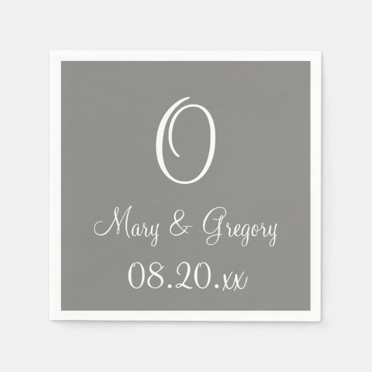 Monogram slagschip Grijze Muur Een Kleur Napkins Servet (Voorkant)