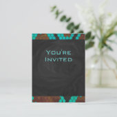 Monogram slang bruin en turkoois print kaart (Staand voorkant)