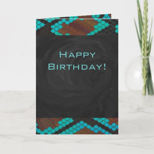 Monogram slang bruin en turquoise print kaart (Voorkant)