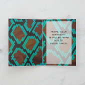 Monogram slang bruin en turquoise print kaart (Binnen)