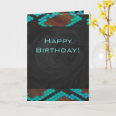 Monogram slang bruin en turquoise print kaart (Gele Bloem)