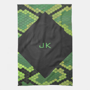 Monogram Slang Groen en Zwart Theedoek