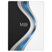 Monogram Slanke Curven Modern Metallic Patroon Klembord (Achterkant)
