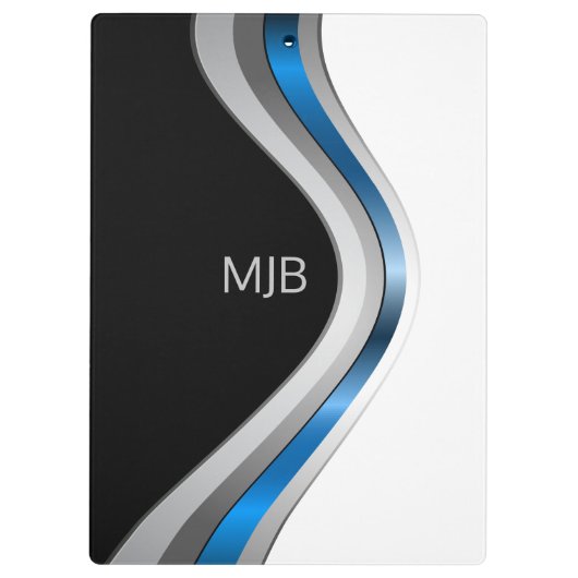 Monogram Slanke Curven Modern Metallic Patroon Klembord (Achterkant)