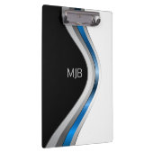 Monogram Slanke Curven Modern Metallic Patroon Klembord (Rechts)