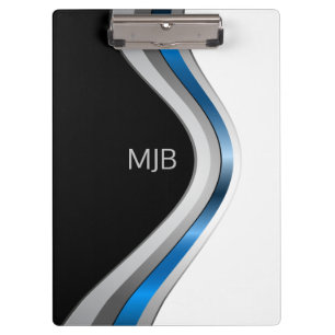 Monogram Slanke Curven Modern Metallic Patroon Klembord