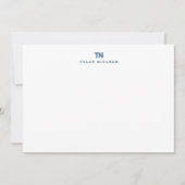 Monogram Slate Blauwe Typografie Notitiekaartje (Voorkant)
