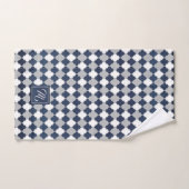 Monogram Slate Blue, Grijs en Wit Quatrefoil Bad Handdoek (Handdoek)