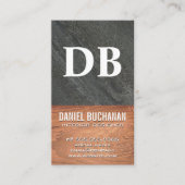 Monogram Slate | Hout Visitekaartje (Voorkant)