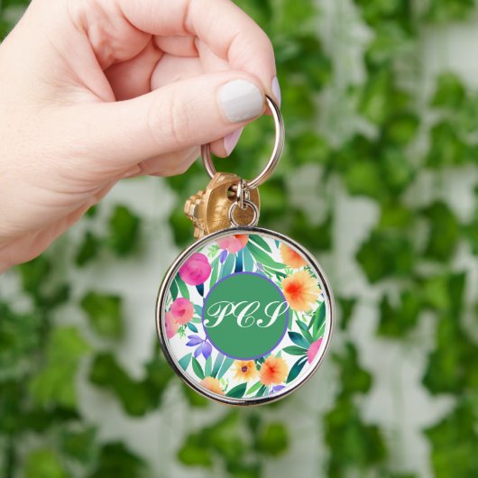 Monogram Sleutelhanger Bright Spring Flowers (Hand)