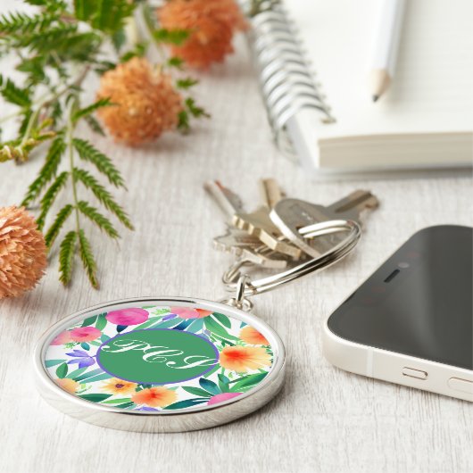 Monogram Sleutelhanger Bright Spring Flowers (Zijkant)