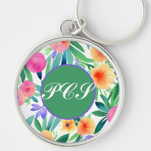 Monogram Sleutelhanger Bright Spring Flowers