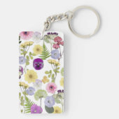 Monogram sleutelhanger met pastel wilde bloemen (achterkant)