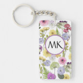 Monogram sleutelhanger met pastel wilde bloemen (Voorkant)