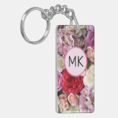 Monogram sleutelhanger met roze en rode bloemen (Voorkant Links)