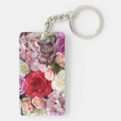 Monogram sleutelhanger met roze en rode bloemen (achterkant)