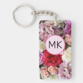 Monogram sleutelhanger met roze en rode bloemen (Voorkant)
