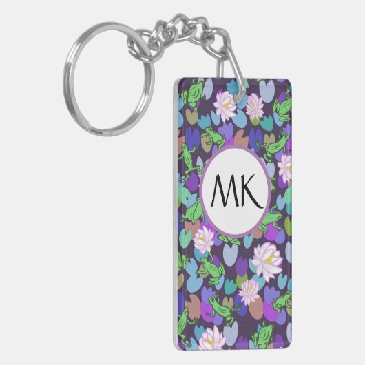 Monogram sleutelhanger met schattige kikkerkunst (Voorkant Links)