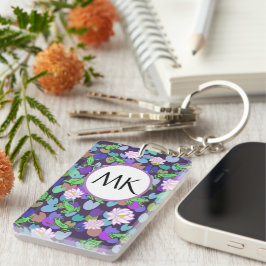 Monogram sleutelhanger met schattige kikkerkunst