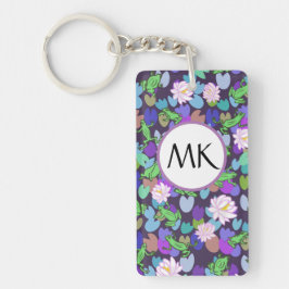 Monogram sleutelhanger met schattige kikkerkunst