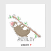 Monogram Sloth meisje gepersonaliseerd Sticker (Vel)