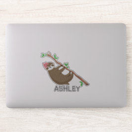 Monogram Sloth meisje gepersonaliseerd Sticker