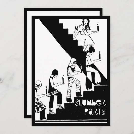 Monogram Slumber Party Art Deco Kaart (Voorkant / Achterkant)