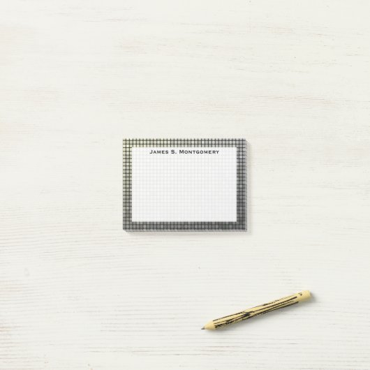 Monogram Small Grunge Faux Metal Squares Post-it® Notes (Op bureau)