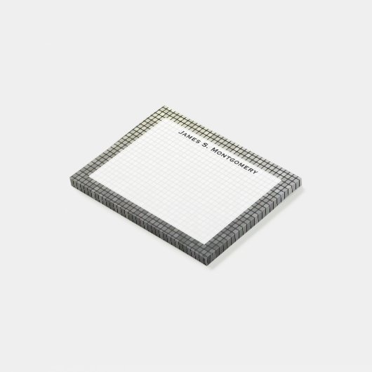 Monogram Small Grunge Faux Metal Squares Post-it® Notes (Schuin)