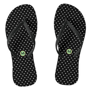 Monogram Small Polka Dot Black White Teenslippers