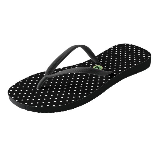 Monogram Small Polka Dot Black White Teenslippers (Schuin)