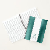Monogram Smaragdgroen Geborsteld Metallic Zakelijk Notitieboek (Binnen)