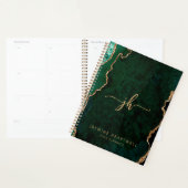 Monogram Smaragdgroen Goud Agaat 2025 Planner (Display)