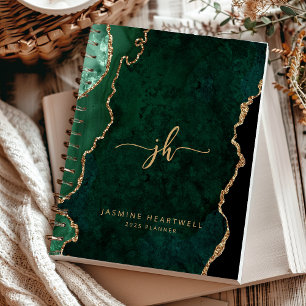 Monogram Smaragdgroen Goud Agaat 2025 Planner