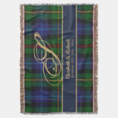 Monogram Smith Tartan Blue Green Gold Passen getro Deken (Voorkant Verticaal)