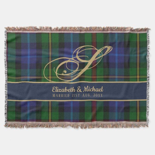 Monogram Smith Tartan Blue Green Gold Passen getro Deken (Voorkant)