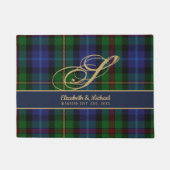 Monogram Smith Tartan Blue Green Gold Passen getro Deurmat (Voorkant)