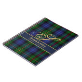 Monogram Smith Tartan Blue Green Gold Passen getro Notitieboek (Linkerzijde)