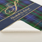 Monogram Smith Tartan Blue Green Gold Passen getro Sherpa Deken (3/4)
