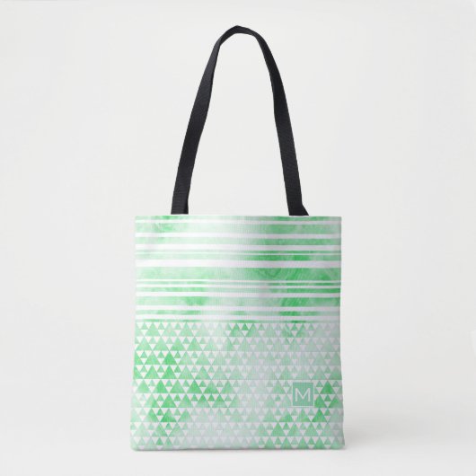 Monogram Smokey Green Gestreepte Trig DP Zwart Tote Bag (Voorkant)
