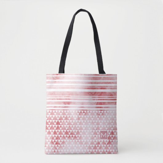 Monogram Smokey Red Striped Trig DP Black Tote Bag (Voorkant)