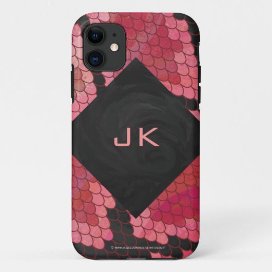 Monogram Snake Black en Red Print Case-Mate iPhone Case (Achterkant)